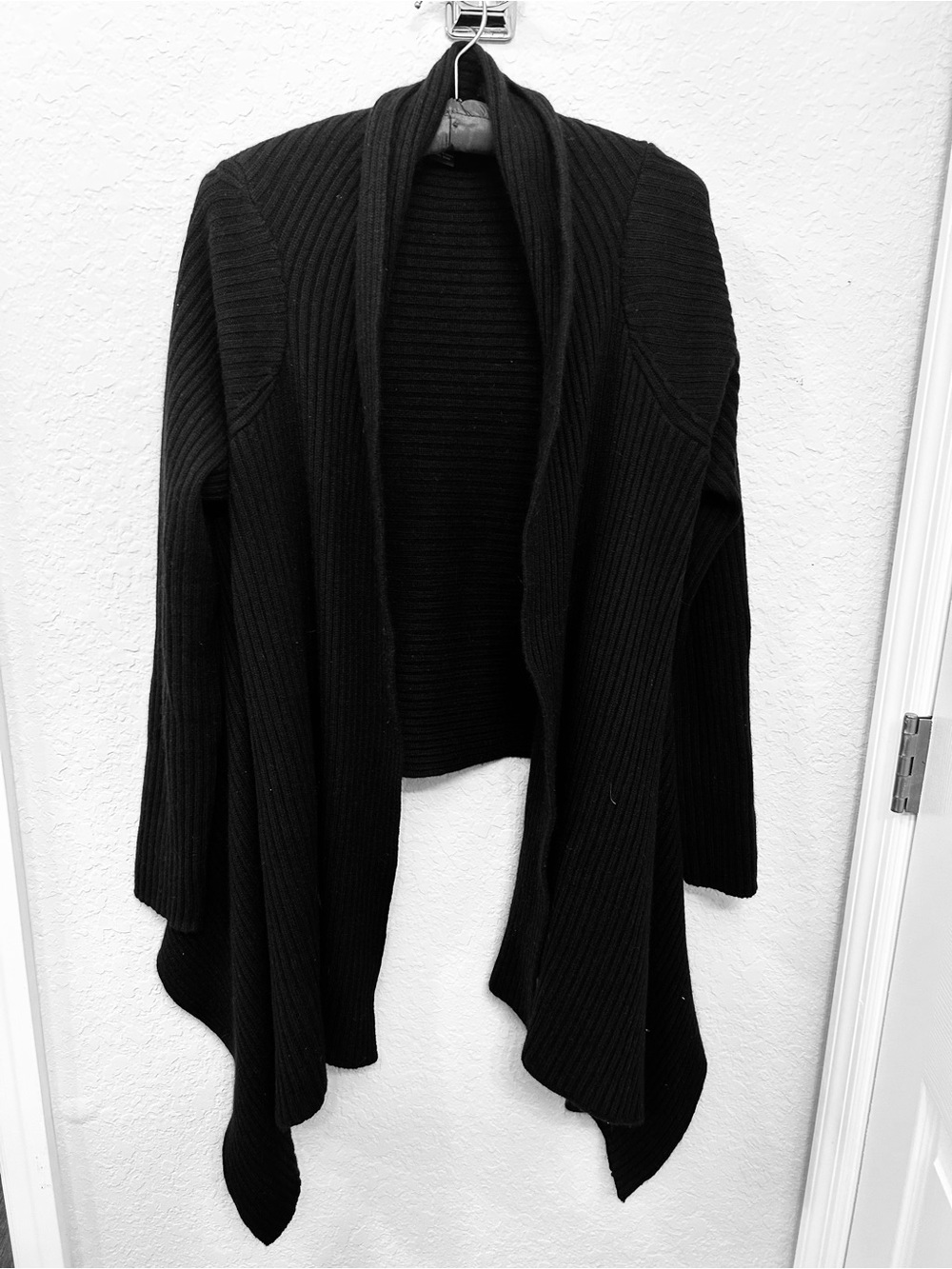 INC International Concepts Black Ribbed V-Neck Wrap Sweater